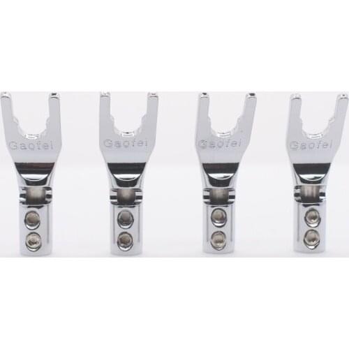 Gaofei Pure Red Copper Rhodium Plated Spade plug Speaker Cable Connector 4pcs