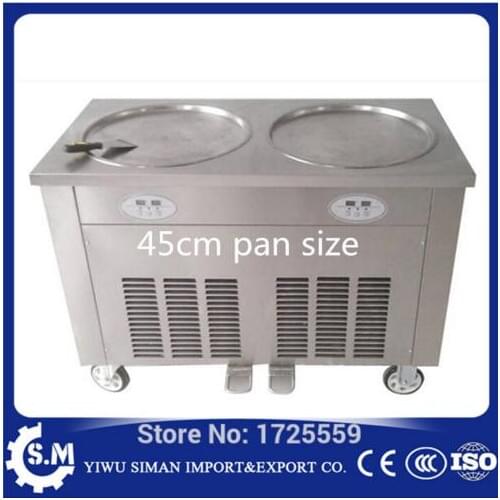 45cm stainless steel automatic fried ice cream machine with defrost plate double pan fried ice cream machine