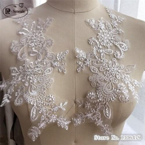 5pairs/lot Embroidery Patch Applique Lace Patches for Wedding Dress DIY Bride Hair Accessories Clothing Decoration RS1470