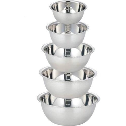 5 Pieces Stainless Steel Mixing Bowl Home Kicthen Outdoor Camping Fishing Cookware Dinnerware