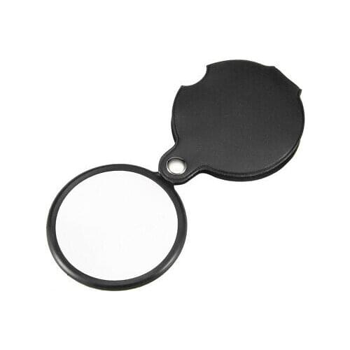 60mm 5X Pocket Folding Magnifier Loupe Magnifying Glass with Leather Case Black