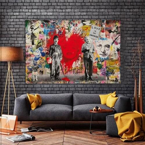 Banksy Abstract Street Graffiti Art Funny Canvas Painting On The Wall Poster and Print Modern Picture for Living Room Home Decor