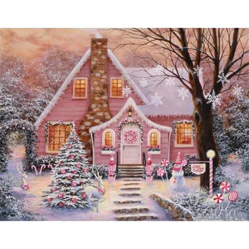 5D DIY Diamond Embroidery Winter Landscape Full Square round drills mosaic Diamond Painting Christmas house Cross Stitch L595