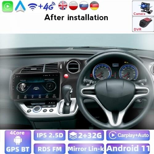 4Core WiFi IPS BT Car Radio Android 11 for Honda Stream 2006-2013 Carplay Multimedia Player GPS Navigation Stereo No 2 Din DVD