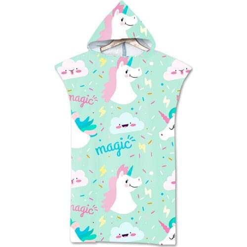 Free shipping Novelty Birthday Gift Unicorn Rainbow Stars Butterfly Hooded Towel Poncho for Pool Swim Surf Spa Bath Beach