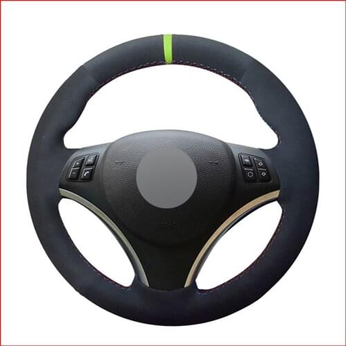 MEWANT Black Suede Steering Wheel Covers for BMW E90 E91 E92 E93 E87 E81 E82 E88 X1 E84 Accessories