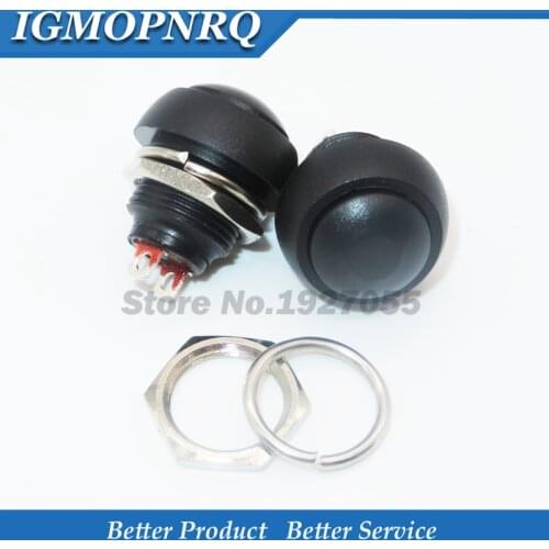 5pcs Black 12mm PBS-33B Waterproof Momentary Push button Switch new