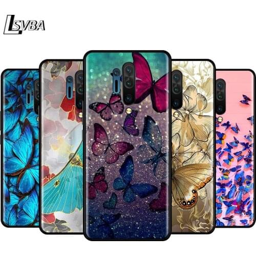 Black TPU Soft Cover Butterfly on flower for OnePlus 5T 6 6T 7 7T 8 Pro Phone Case