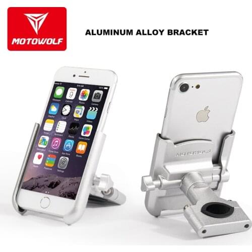 Motorcycle Phone Holder Stand Navigation Bracket 4''-6.6'' Silicon Anti Slip Adjustable Lock Aluminum Alloy for Scooter Bicycle