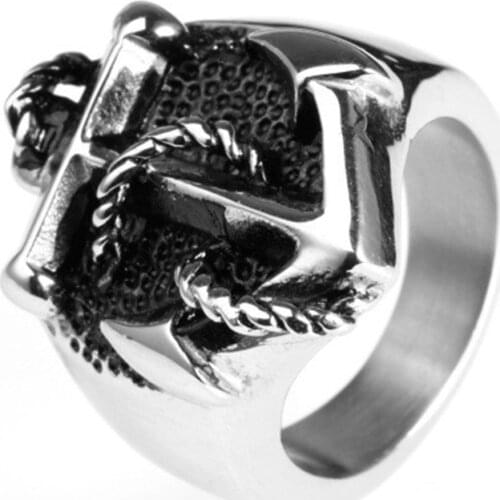 Mens Navy Anchor Nautical Sailor 316L Stainless Steel Biker Ring Mens Jewelry US Size 7-12