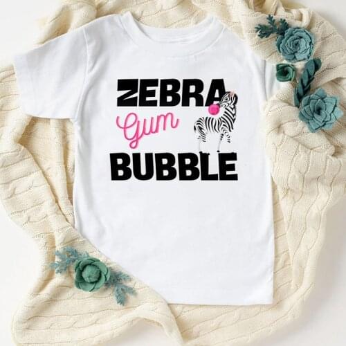 Zebra Bubble Unicorn Flowers Lovely Kawaii Annimal Print T-Shirt Kids Children Clothes Girls T Shirts Gift Harajuku T Shirt