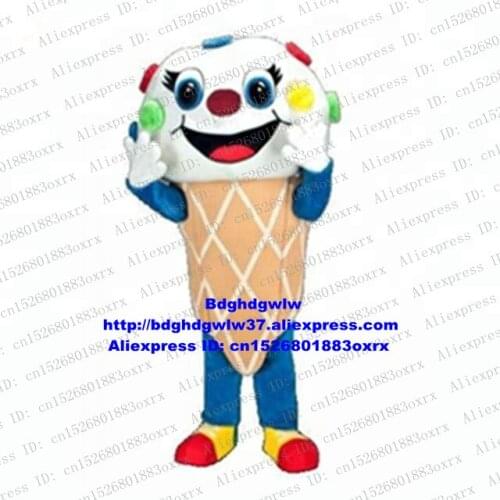 Brown White Ice Cream Cone Yogurt Yoghurt Yoghourt Mascot Costume Cartoon Character Circularize Flyer Trade Show Fair zx2730