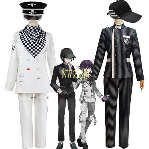 Anime Danganronpa V3 Shuichi Saihara Kokichi Ouma Cosplay Costume School Uniform Wig Hat Suit Outfit Halloween Costume