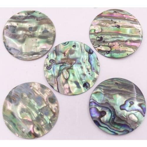5 PCS 30mm Round Coin Natural Green Abalone paua Shell Earring Pendant Making