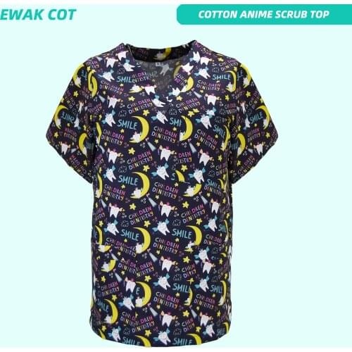 Teeth Printed Scrubs Tops Women Men Medical Uniforms Hospital Beauty Salon Clinic Working Blouse Nurse Doctor Uniform Scrub Top