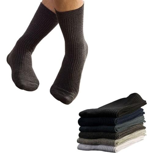 5 Pairs Men Sock High-Quality Double-needle Cotton Sock Spring Summer New Tube Striped Business Inside Cotton High-end Men Sock