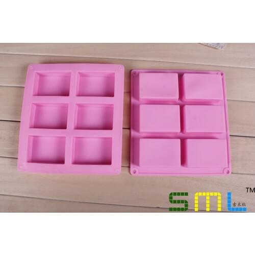 Wholesale 6 lattice rectangular pastry molds 100ml silicone cake bakeware mold soap moulds