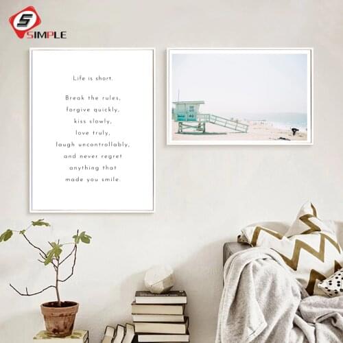 Life Guard Tower Beach landscape Canvas Painting life Rules Posters And Prints Wall Pictures Home Living Room Wall Decoration