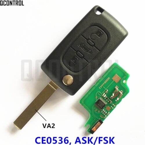 QCONTROL Car Remote Key Work for CITROEN C1 C2 C3 C4 C5 Berlingo Picasso Vehicle Control Alarm (CE0536 ASK/FSK, 3 Buttons VA2)