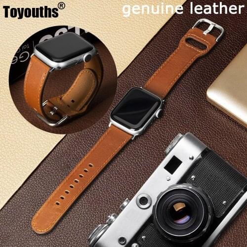 Top Grain Leather Strap for Apple Watch Bands 38mm 42mm 40mm 44mm Replacement Retro Genuine Strap for iWatch Series 5/4/3/2/1