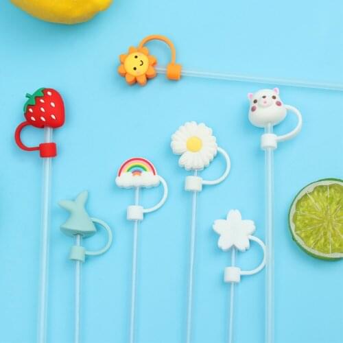Silicone Straw Plug Cartoon Plugs Tips Cover Suit For 6-8mm Straws Reusable Airtight Drinking Dust Cap Cup Accessories