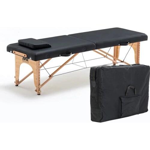 Foldable portable salon beauty salon SPA tattoo furniture beech wooden leather patio facial massage table bed with pillow bag