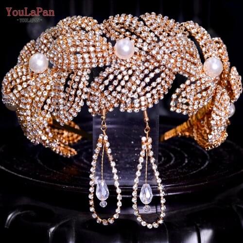 YouLaPan HP366 Costume Hair Jewelry Set Women Tiara Wedding Hair Band Miss Universe Crown Large Pageant Crown Luxury Headbands