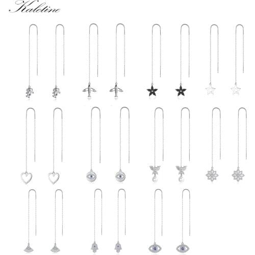 KALETINE 925 Sterling Silver Evil Eye Earrings Women Lovely Girl Airplane Snowflake Heart Hamsa Star Earrings Fashion Jewelry
