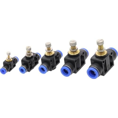 1pcs throttle valve SA 4mm 6mm 8mm 10mm 12mm Tube Air Flow Speed Control Crane Valve Tube Water Hose Pneumatic Push In Fittings