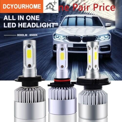 2Pcs 72W 8000LM Automobiles Lamp 6500K 12V 8000K LED ,Auto H4 LED H7 H11 H8 9006 HB4 H1 H3 HB3 S2