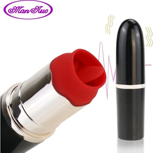 Licking Lipstick Massage Toys Double Stimulation Vaginal Bullet Vibrator 2 in 1 Clitoris Stimulator Orgasm Sex Toy for Women