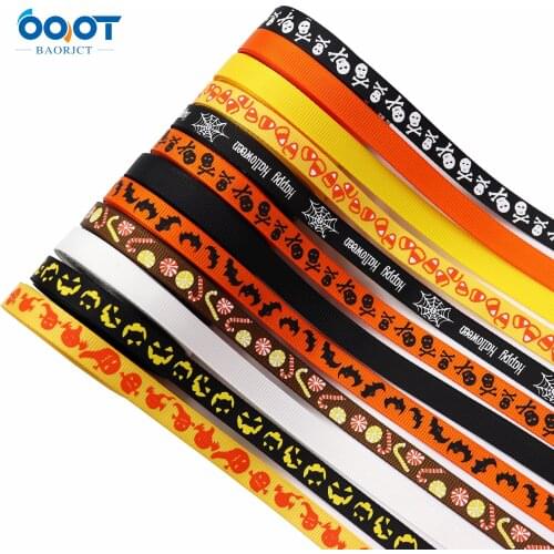 3/8" (10mm) 5Yards Halloween Grosgrain Ribbon 21520-1 DIY Craft Accessory Happy Halloween Ribbons (10mm Halloween)
