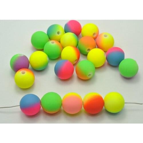 30 Multi-Color Neon Beads Acrylic Round Beads 16mm(0.63")