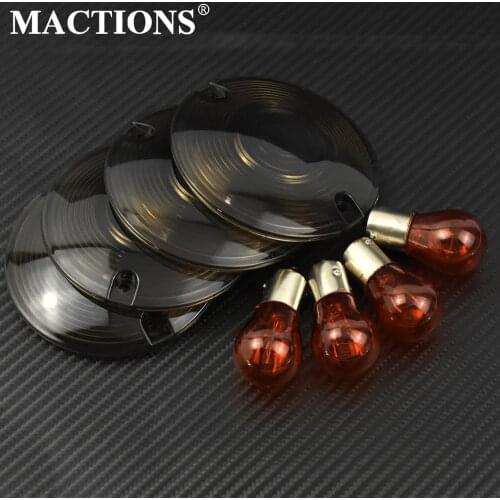 4pcs Motorcycle Smoke Clear Orange Turn Signal Lens Cover Bulbs For Harley Touring Electra Glide Road King Tour FLHT FLST FLTR