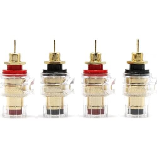 4Pcs Gold Plated Brass Binding Post ,Binding Post Female Banana Jack Connector,Binding Post Female Socket,banana plug socket