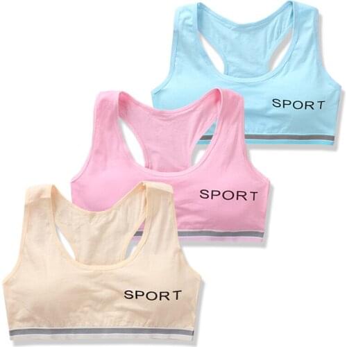 5pc/lot Teenageer Girls Sports Bra Gym Underwear Wireless Teenager Bra with Chest Pad Cotton Young Girls Training Bra