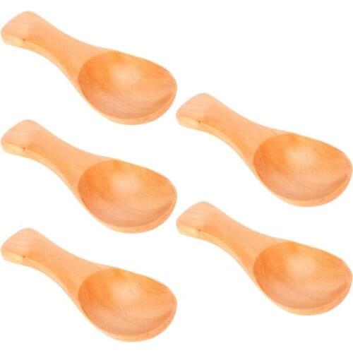 5Pcs Mini Wooden Spoon For Ice Cream Seasoning Sugar Coffee Tea Sugar Kitchen Cooking Tool