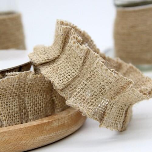 50meters 4cm Wide Burlap Fabric Natural Jute Fabric Ribbon Crafts Ribbon Wedding Burlap Fabric DIY Ribbon for Decoration