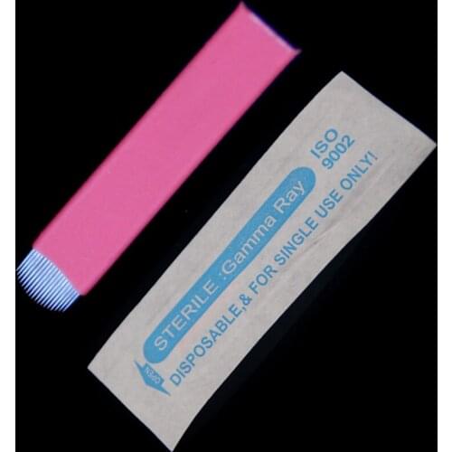 50PCS red 0.18mm agulhas de tatuagem permanent make up agulhas caneta permanent tattoo eyebrows u blade 18 microblading