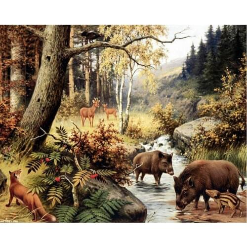 5D diamond embroidery forset animals diamond cross stitch crystal round diamond arts decorative diy diamond painting wild boar
