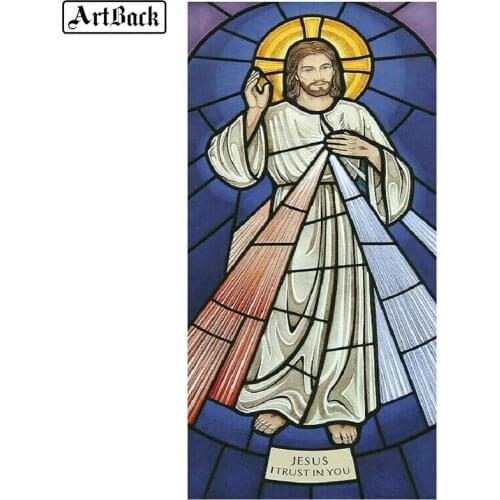 5d Diy Diamond Painting Jesus Cross Stitch Christ Color Window Full Square Diamond Embroidery Mosaic