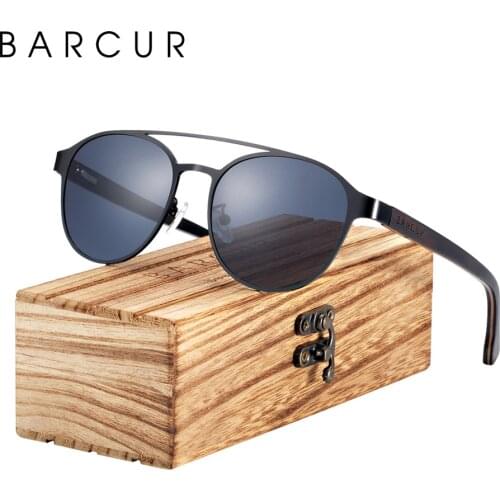 BARCUR Natural Laminated Ebony Wood Brand Design Women Sunglasses Men Sun Glasses Polarized Shades UV400 Protection
