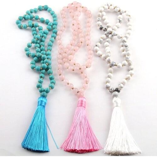 Free Shipping Bohemian Tribal Jewelry Fashion Natural Semi Precious Stones Tassel Necklace