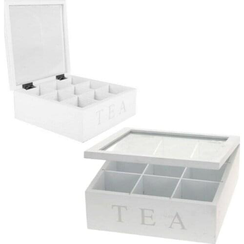 Tea Box Natural Chest With Clear Hinged Lid 9 Storage Sections Wooden Box Storage Dried Flowers Puer Tea Box Case