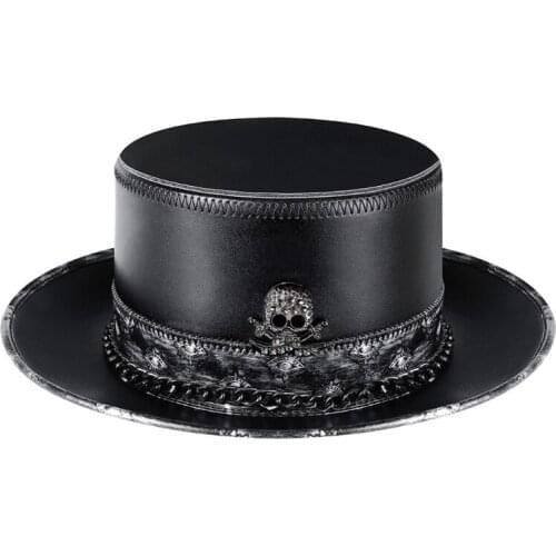 Plague Doctor Hat Leather Steampunk Top Hat for Halloween Costume Adult Props