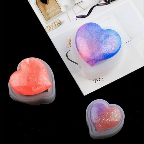Diy Crystal Silicone Soap Mold Cake Mold Jewelry Love Highlights Mirror Size Peach Heart Silicone Molds Heart Cake Moulds