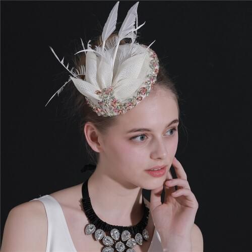 Elegant Female Chapeau Wedding Hair Fascinators Hats With Rhinestone For Women Headpiece Occasion Church Hair Clips Accessories