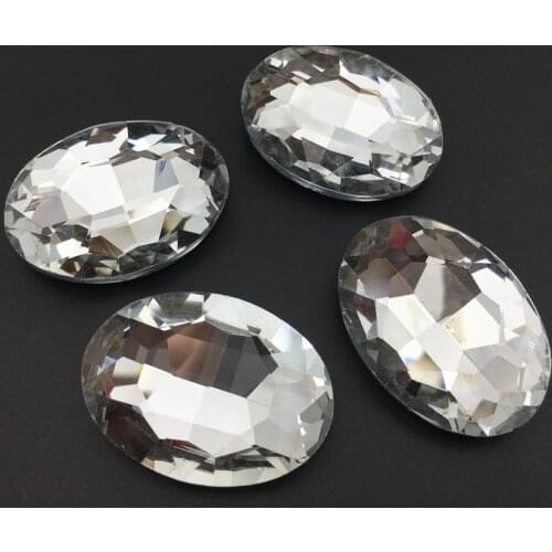 30x40mm OVAL Shape Crystal Clear Color Pointback Glass Fancy Stone For Jewelry Making