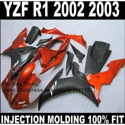Custom free injection mold fairings kits for YAMAHA YZF R1 2002 2003 R1 02 03 YZF-R1 burnt orange black ABS fairing bodyworks