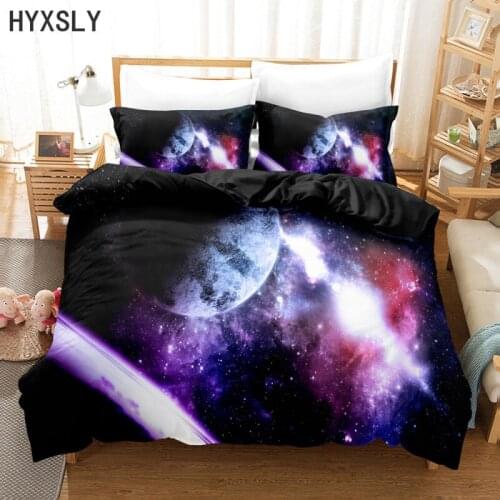 Starry Sky Series Space Bedding Comforter Cover Set Queen Galaxy Planet Printed Duvet Cover Soft Microfiber Decor for Teens Kids